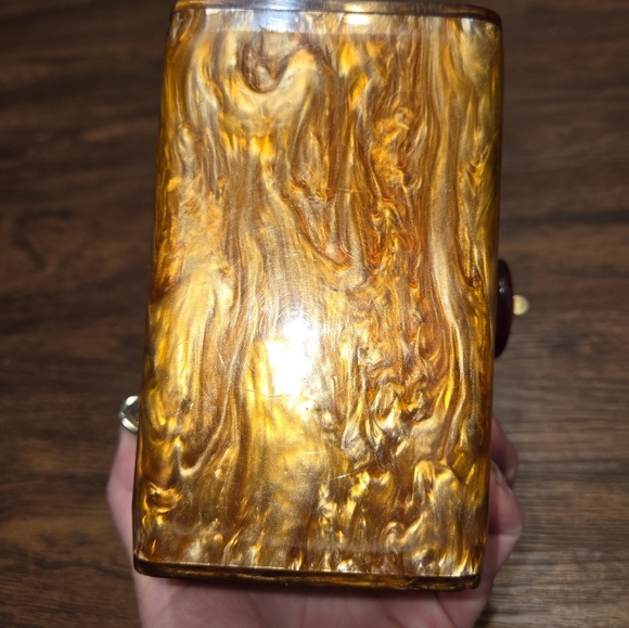 Vintage Marble Amber Lucite Box Purse Bag - Picture 6 of 8